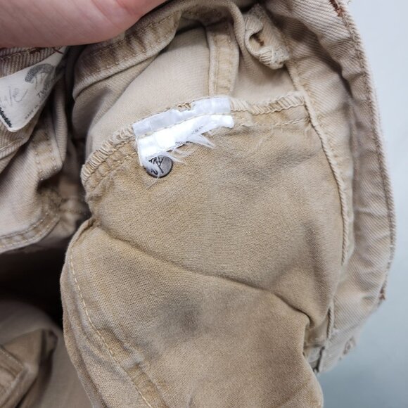 Free People The Dakota Straight Jeans Womens Size 26 Distressed High Rise Beige - Picture 13 of 14